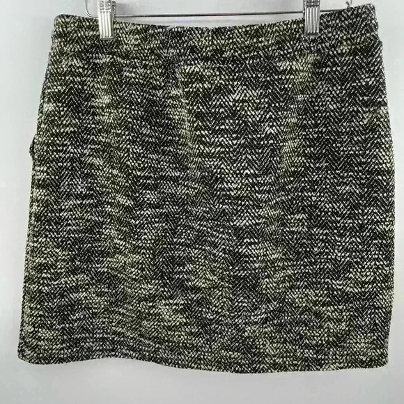Ann Taylor LOFT Medium Pull On‎ Mini Skirt Black Ivory Front Side Pockets Ribbon - Picture 7 of 7